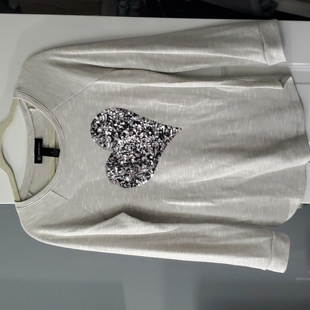 Grey Sequin Heart Top